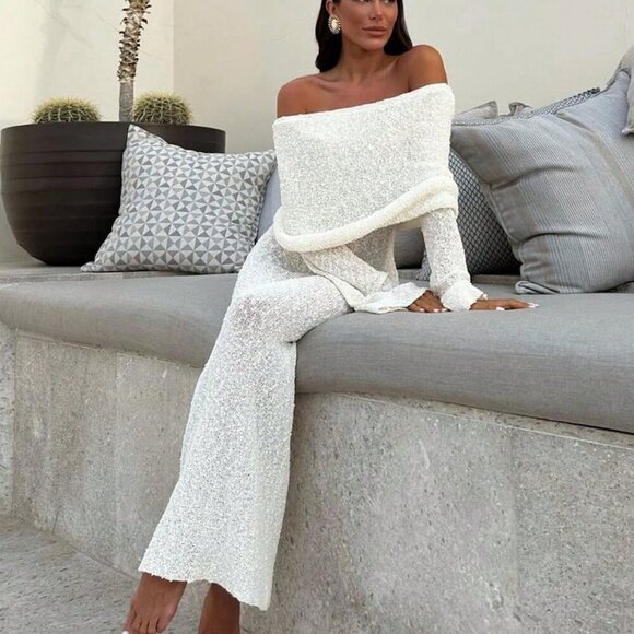 Sexy Women's Beach Vacation Style Plain Semi-Sheer off shoulder maxi Dress - Picture 4 of 10